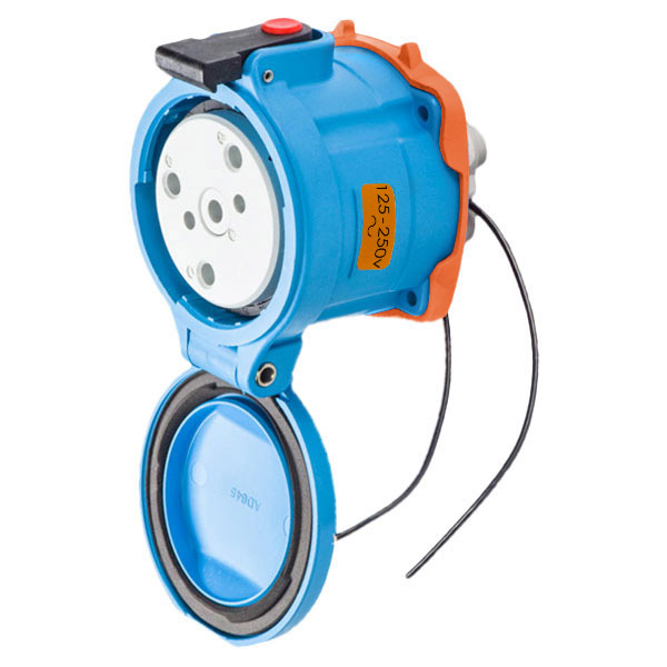 33-64076-972 - DS60 RECEPTACLE POLY BLUE SIZE 4 TYPE 3R 2P+N+G 60A 125/250 VAC 60 Hz +2 AUX